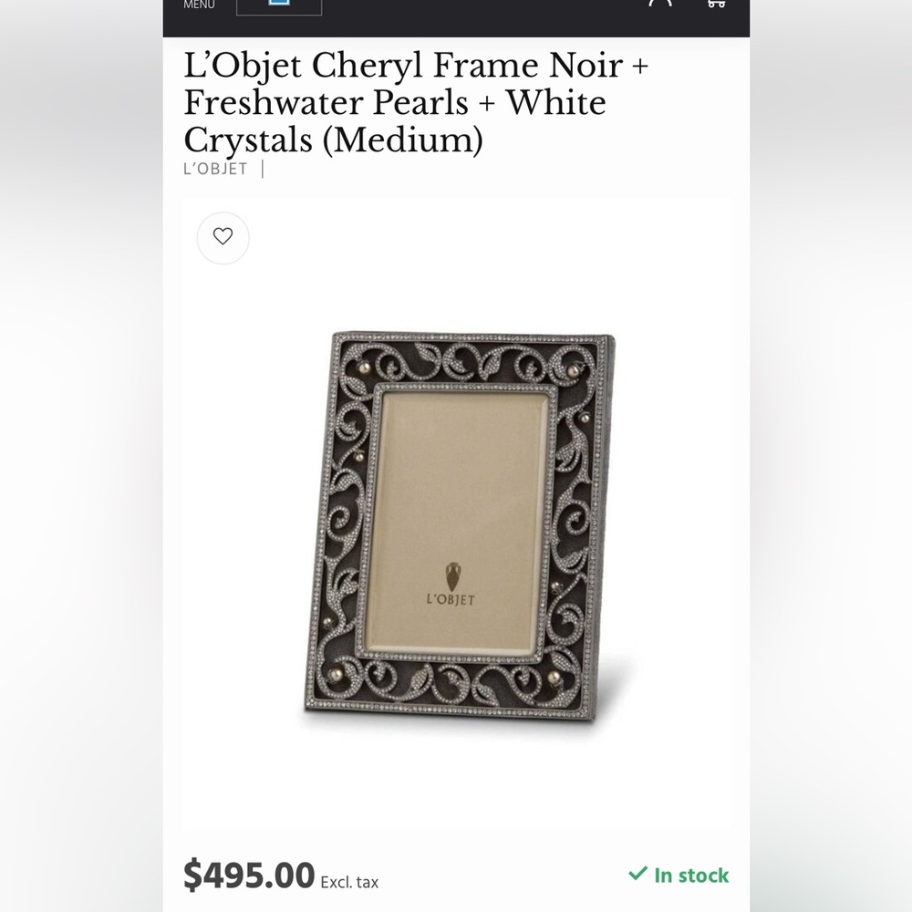 L'Objet Black and White Picture Frame with Intricate Accents